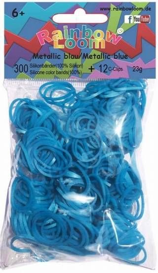 Rainbow Loom Silikonbänder Metallic Blau