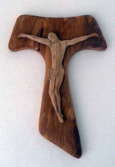 Tau-Kreuz aus Olivenholz