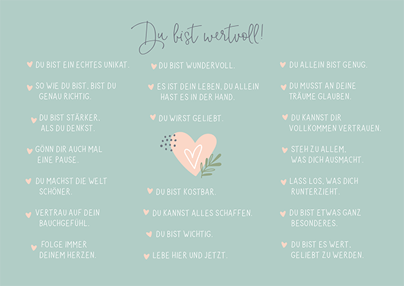 Postkarte Du bist wertvoll