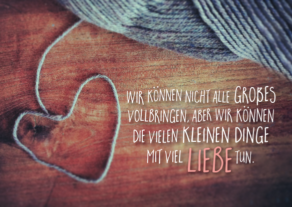 Postkarte Mit viel liebe tun www.kleinedingeladen.de Geschenke und