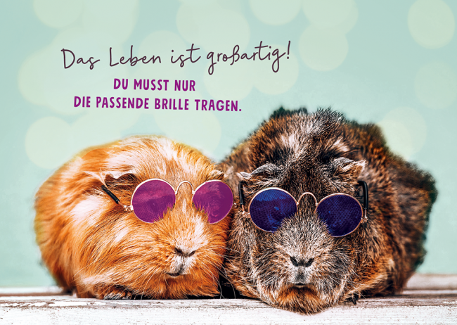 Postkarte Passende Brille tragen