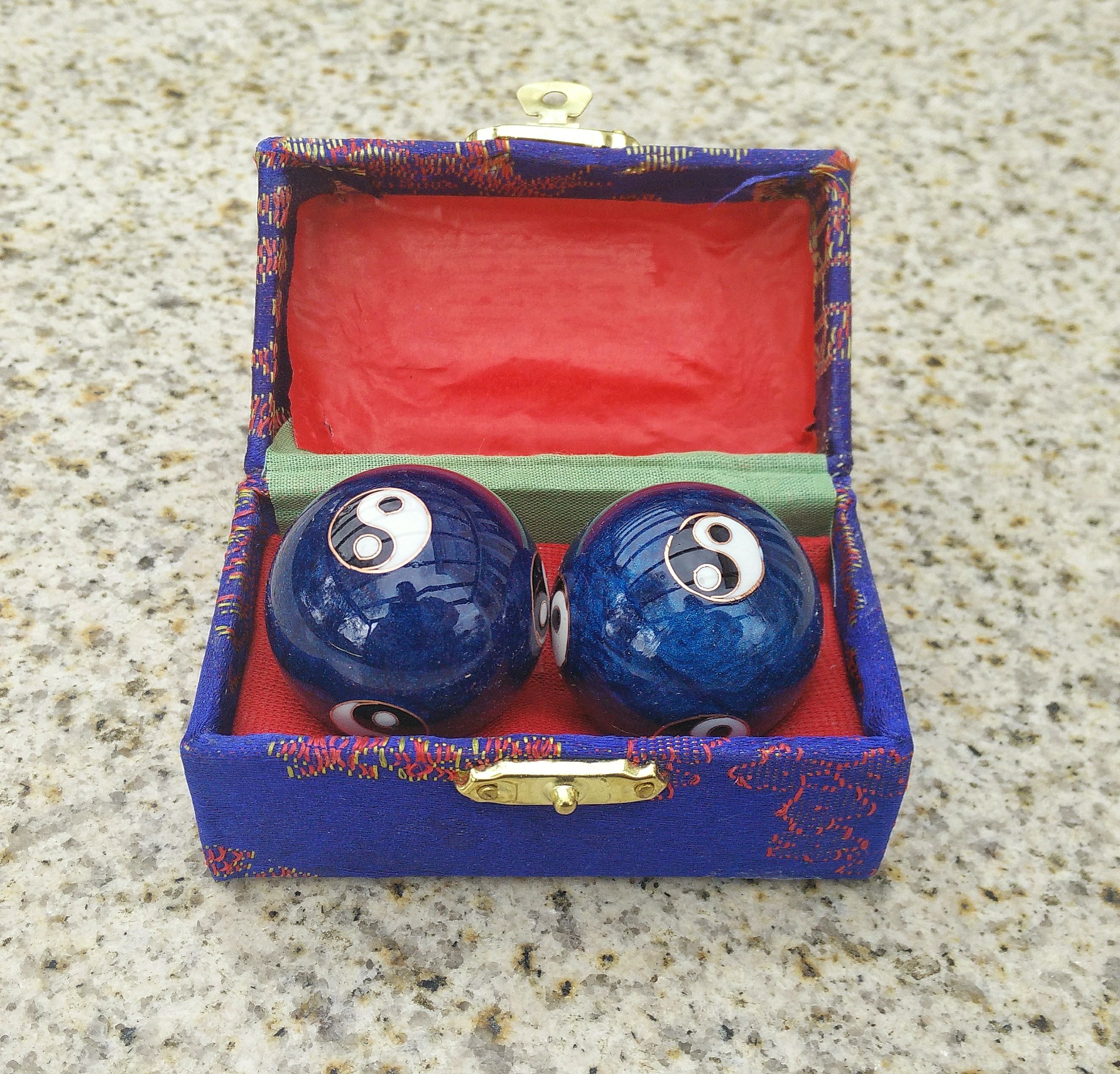 Qi-Gong Kugeln Yin Yang blau  35 mm