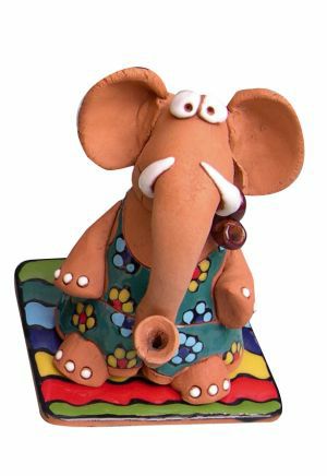 Ton-Räucherfigur Elefant