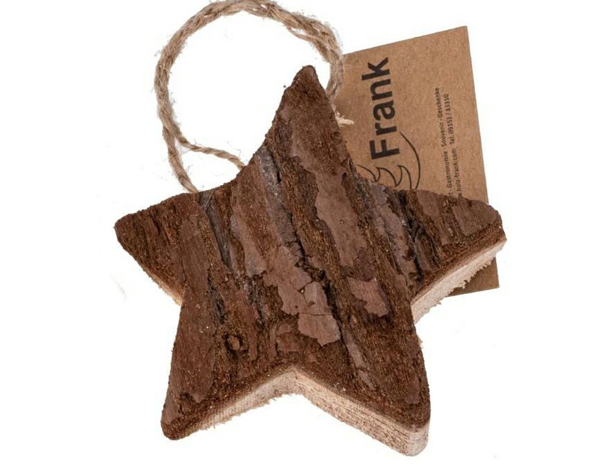 Weihnachtshänger Stern aus Holz mit Rinde