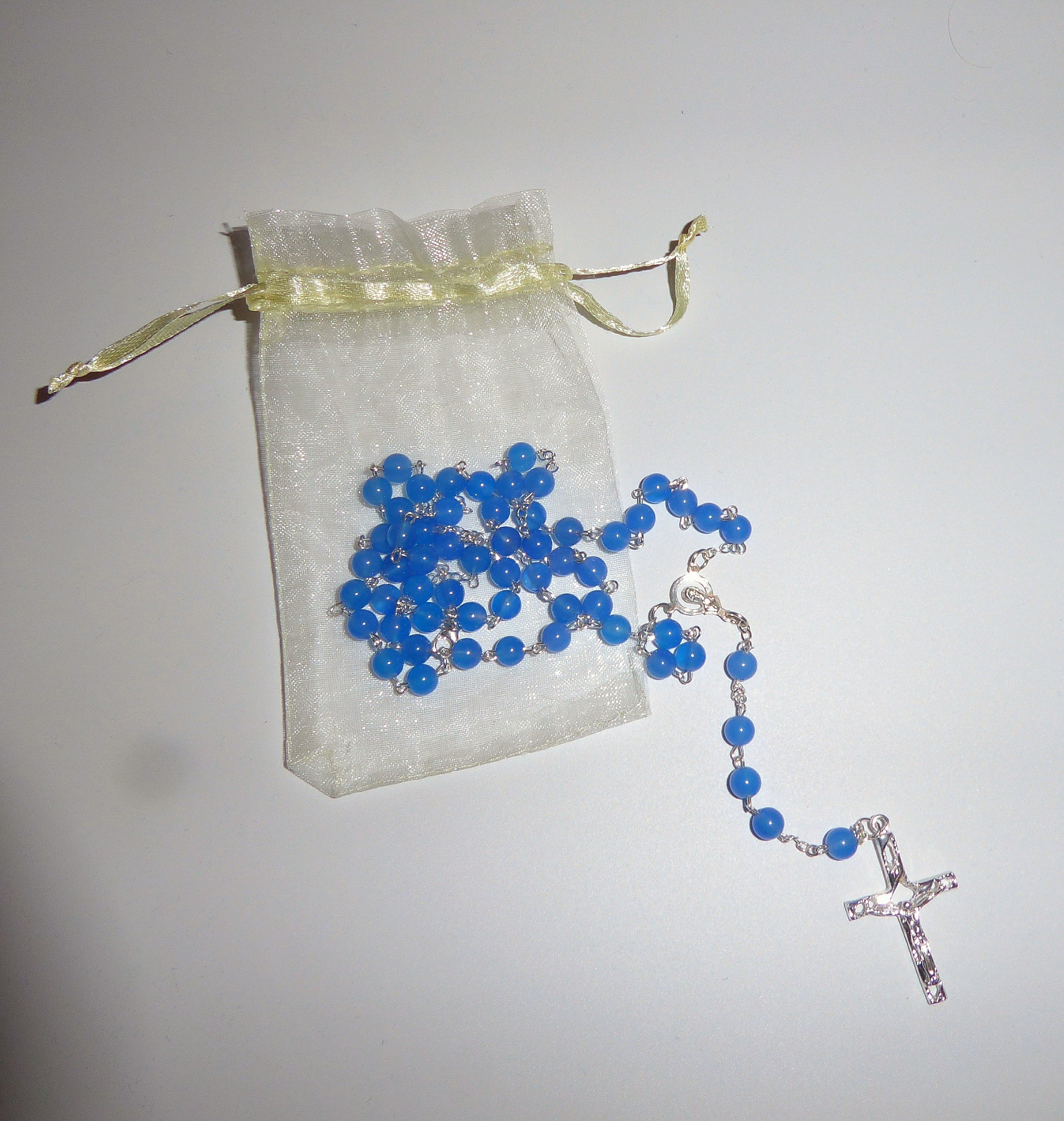 Rosenkranz Achat blau silber