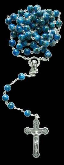 Rosenkranz Glas blau marmoriert