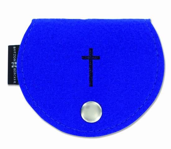 Filz-Rosenkranztäschchen Kreuz blau