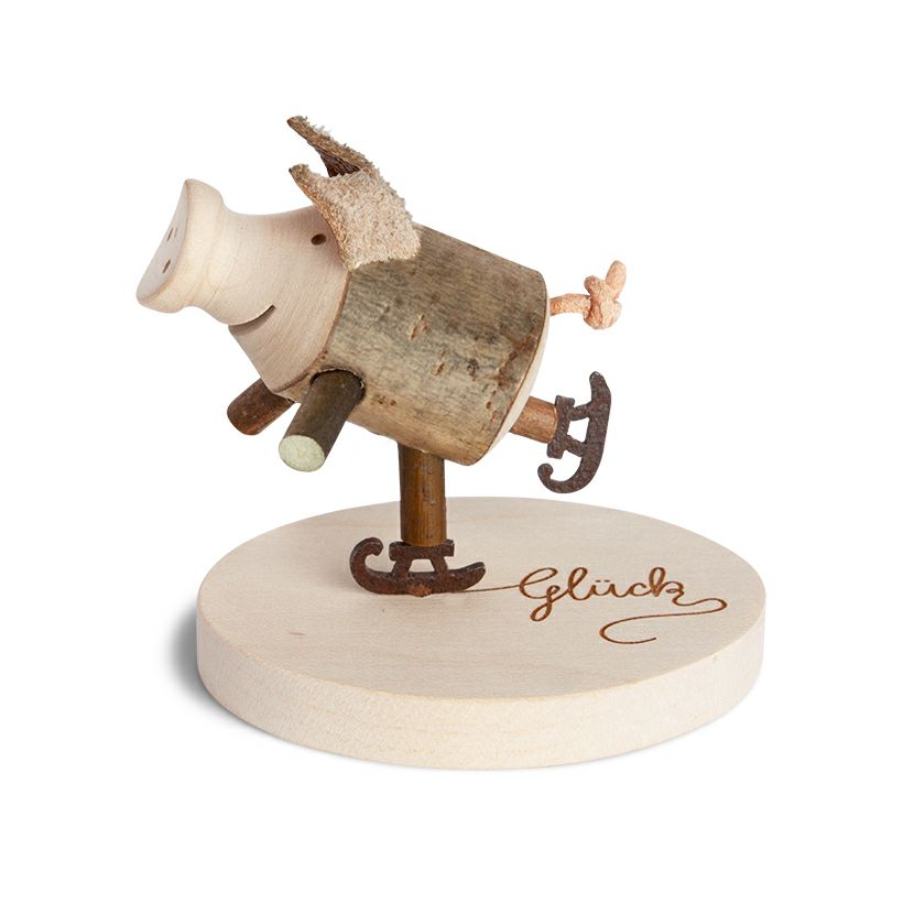 Schweinchen Schlittschuhläufer Glück