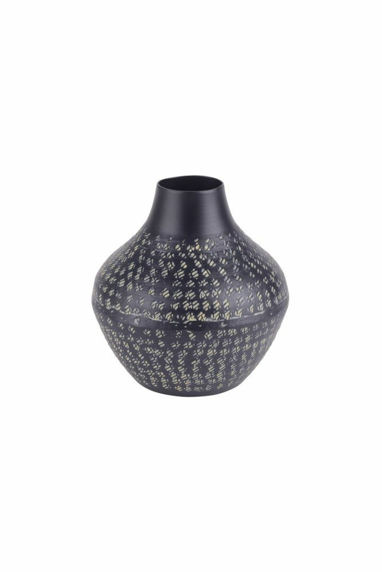 Epoca, Metallvase, bauchig, schwarz 
