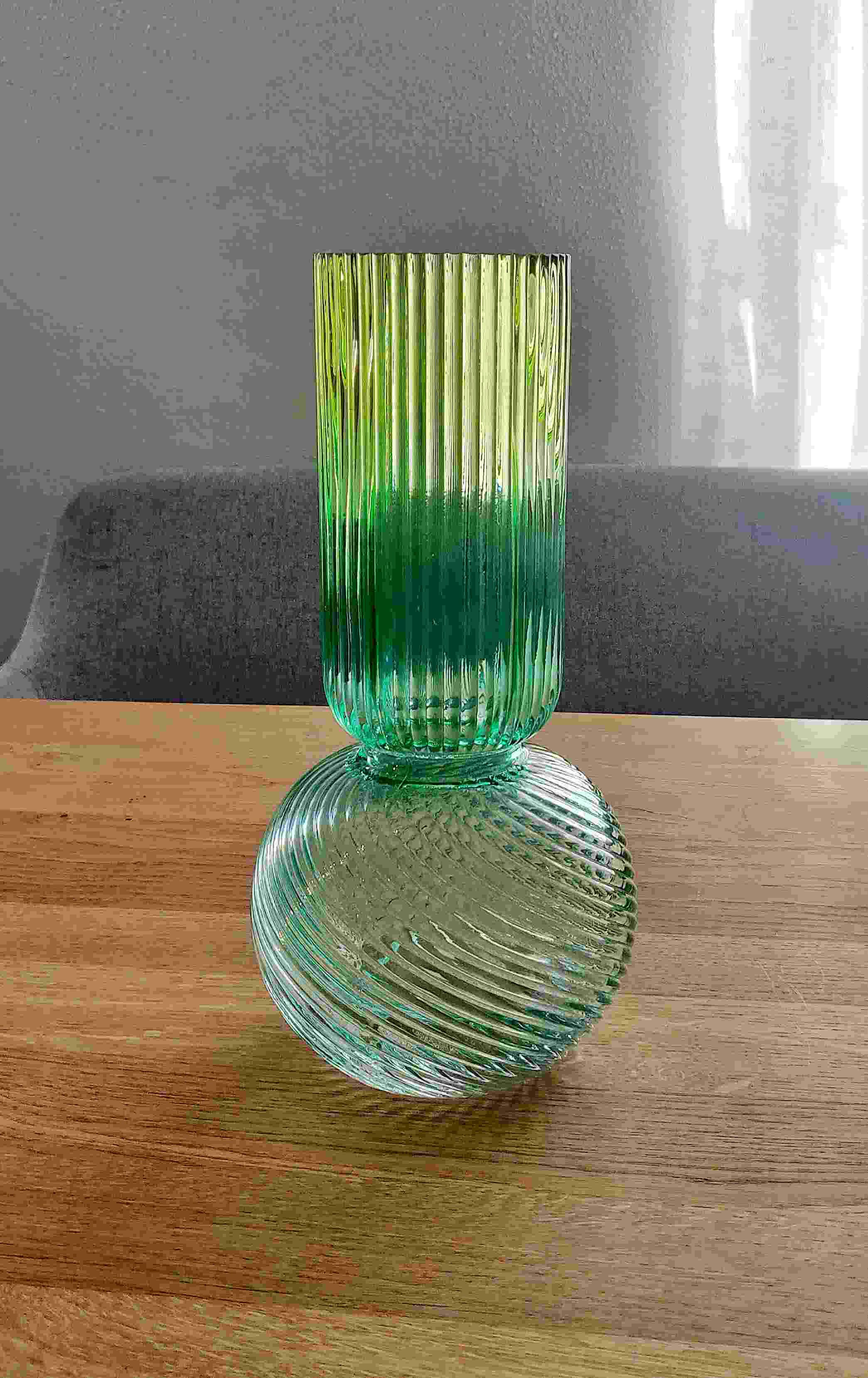 Jacquard Vase runder Boden grün/gelb