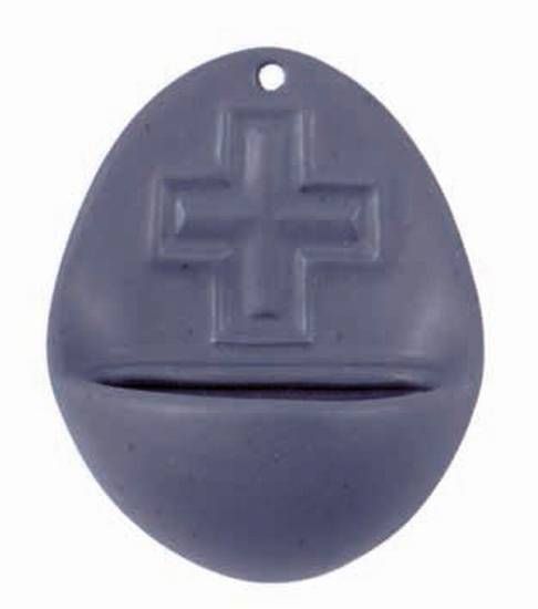 Weihbecken Keramik Kreuz blau