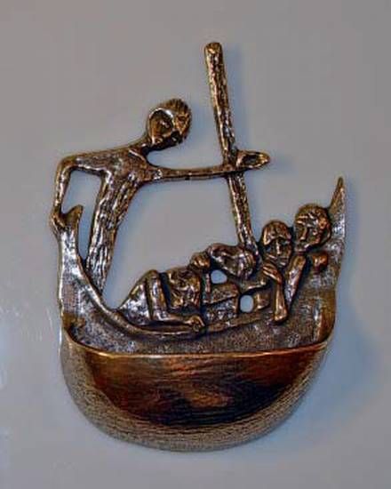 Bronze-Weihkessel Sturm auf dem Meere
