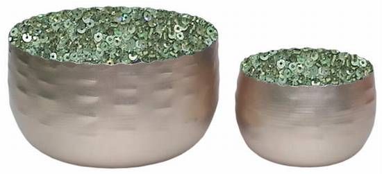 Windlicht Titan silber Pailletten Set