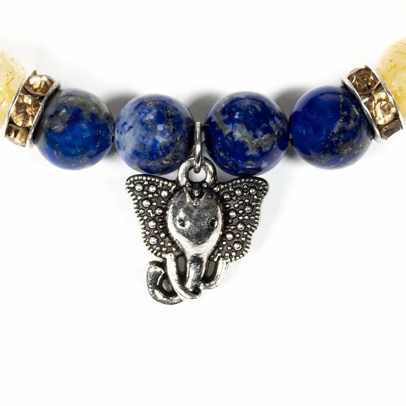 Ganesha-Armband  Lapislazuli/Rutilquarz