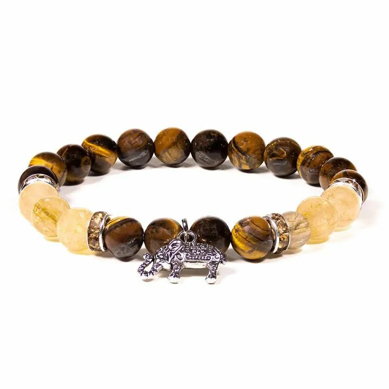 Armband Elefant Tigerauge/Rutilquarz 
