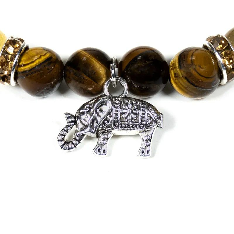Armband Elefant Tigerauge/Rutilquarz 