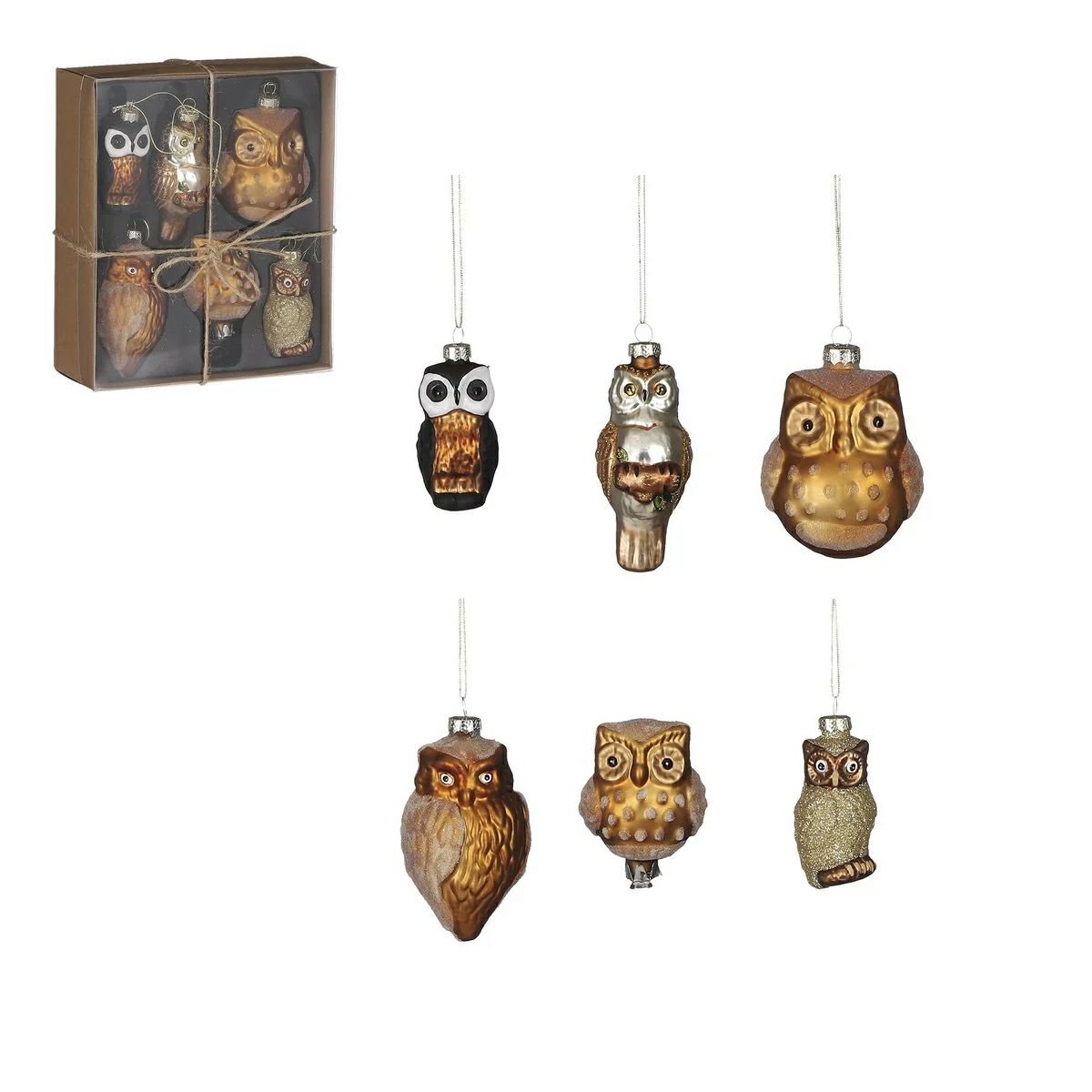 Weihnachtsschmuck-Set Eule 6 Stück