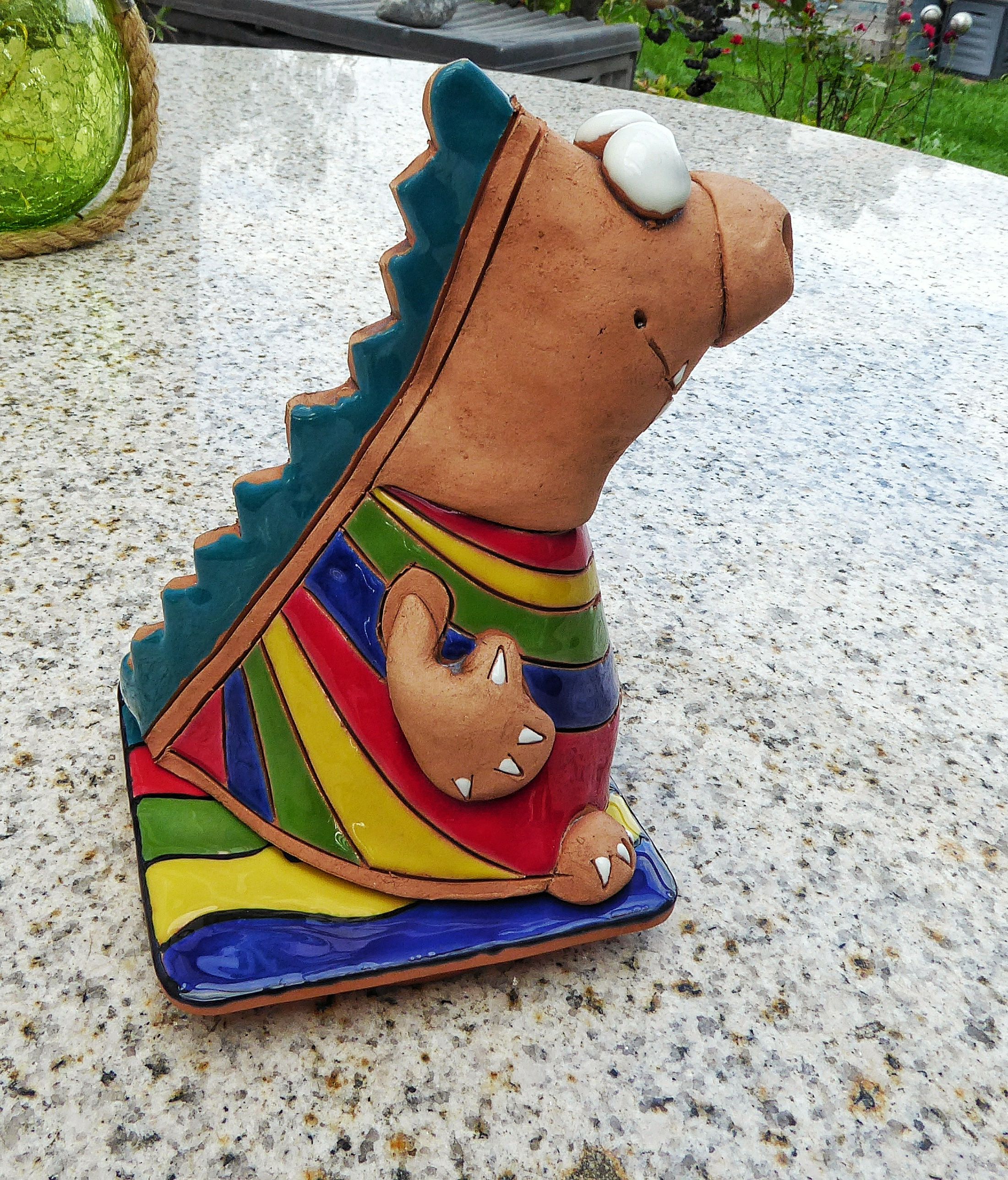 Ton-Räucherfigur Drache