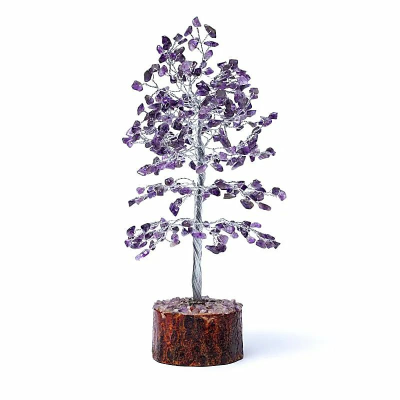 Edelsteinbaum Amethyst mit Holz