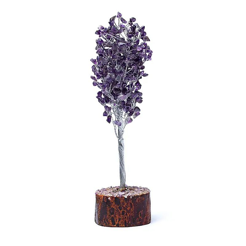 Edelsteinbaum Amethyst mit Holz