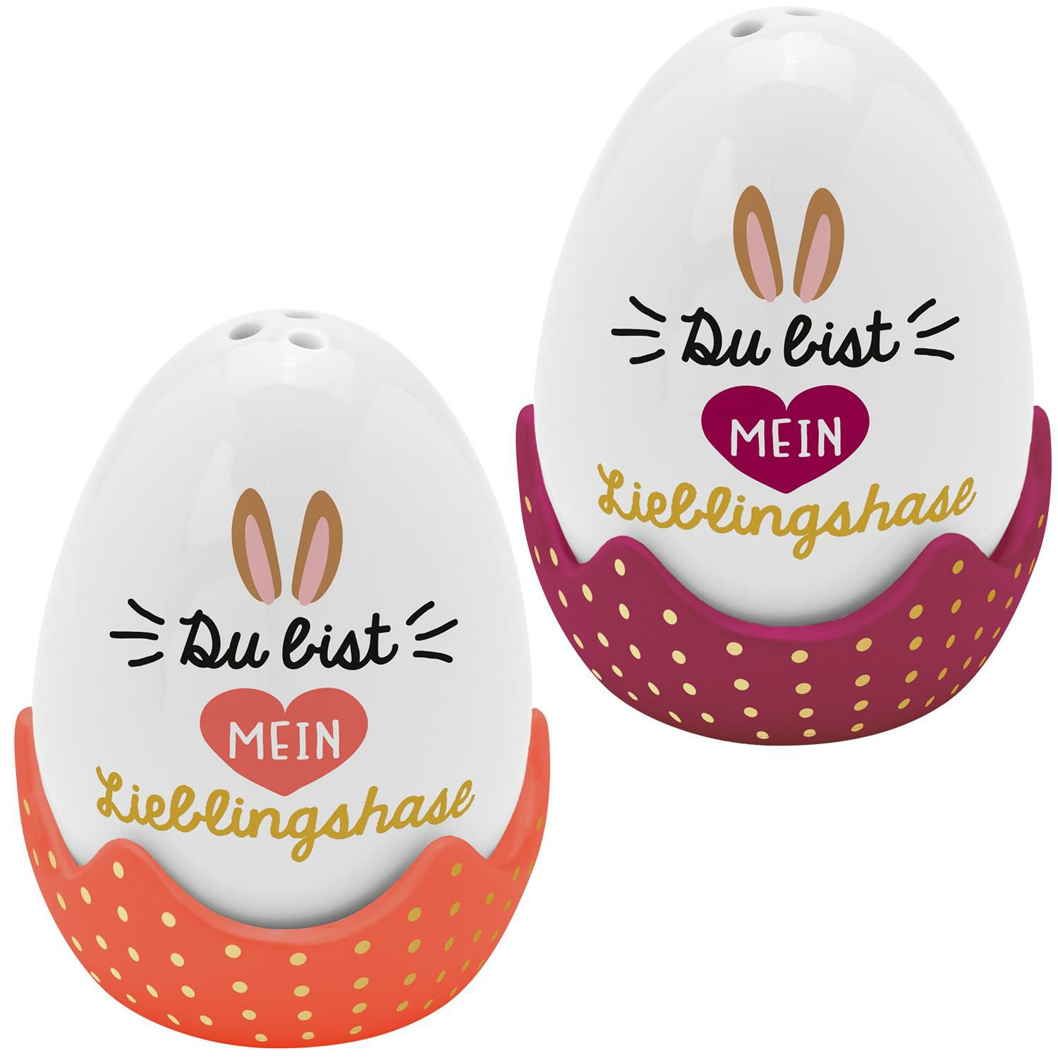 Eierbecher Gewürzstreuer Set Lieblingshase