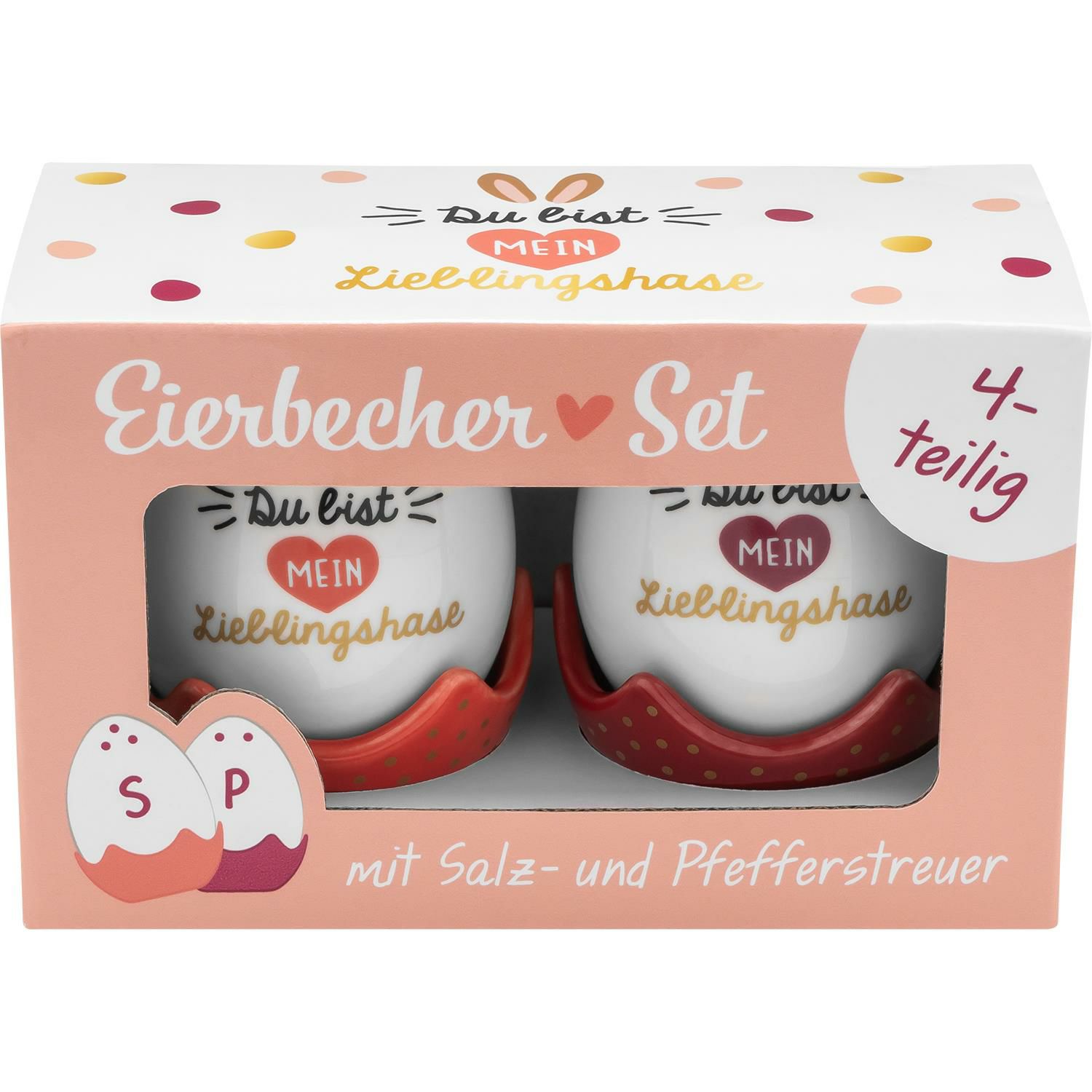 Eierbecher Gewürzstreuer Set Lieblingshase