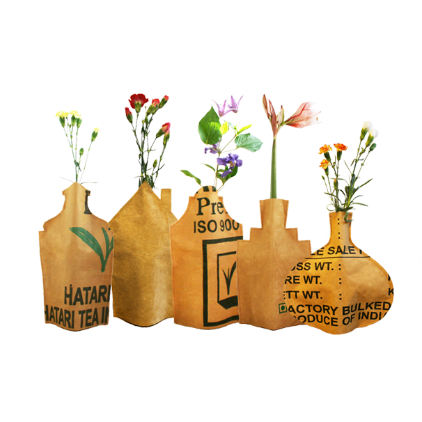 Teesack Flaschenvase Haus
