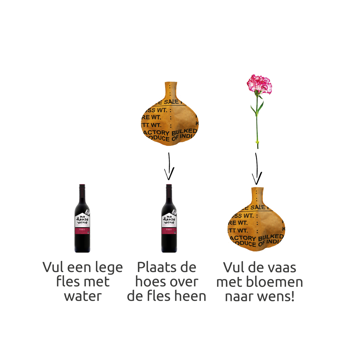 Teesack Flaschenvase Haus