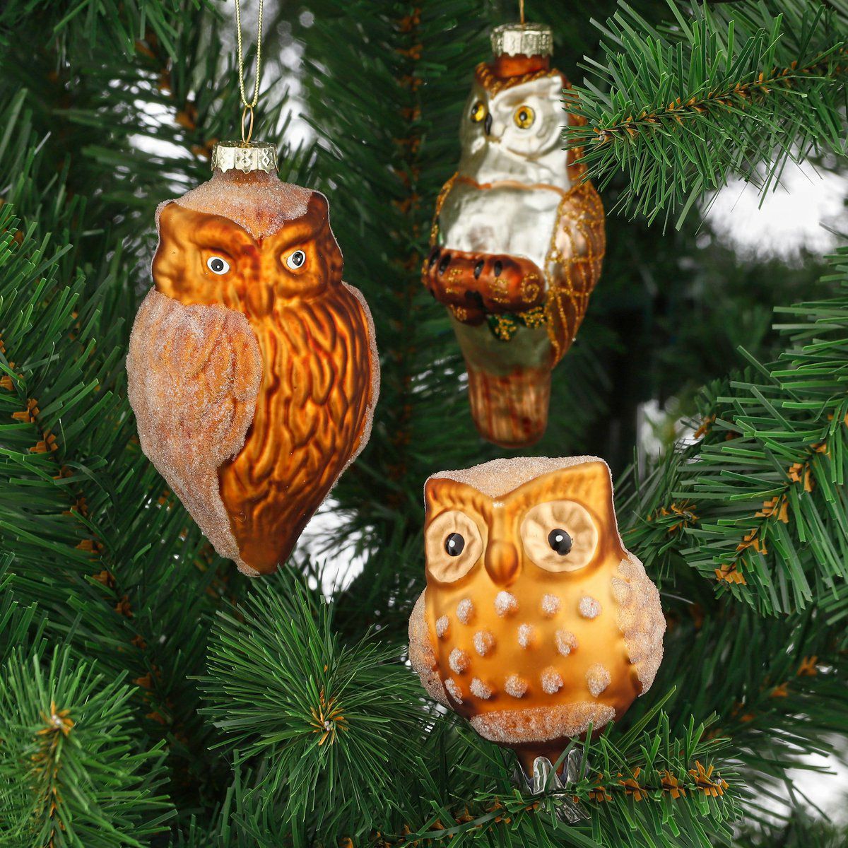 Weihnachtsschmuck-Set Eule 6 Stück