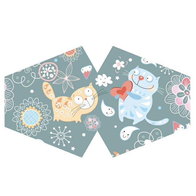 Kinder Behelfsmaske Happy Cats
