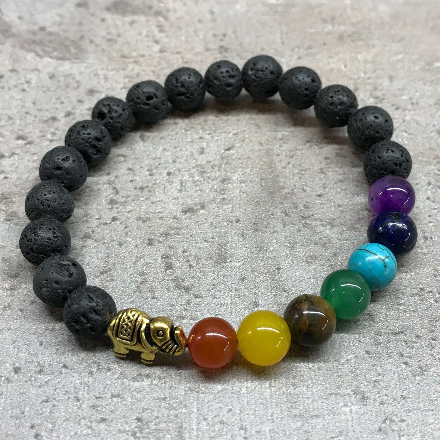 Lava-Elefant-Chakra-Armband