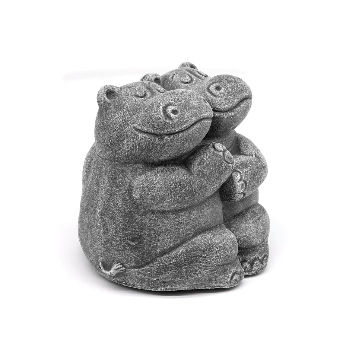 Nilpferdpaar aus Steinguss