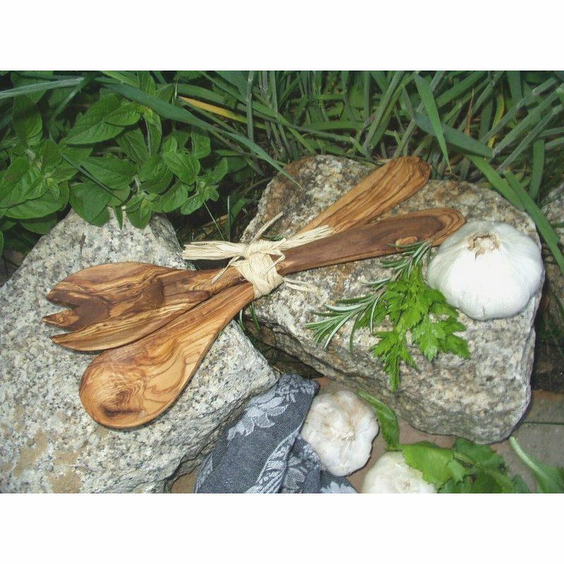 Olivenholz-Salatbesteck 30 cm