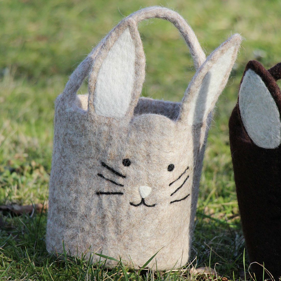 Ostereier Körbchen Hase beige meliert