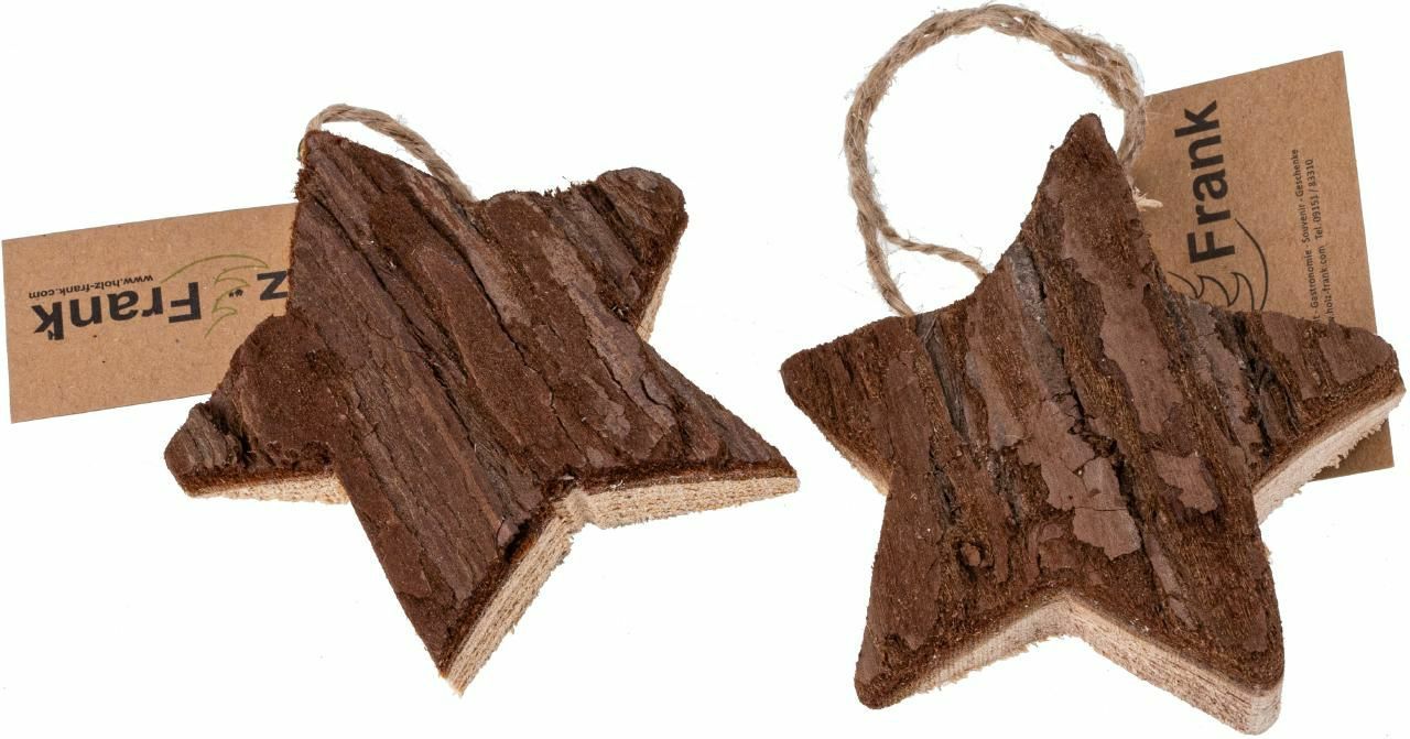 Weihnachtshänger Stern aus Holz mit Rinde