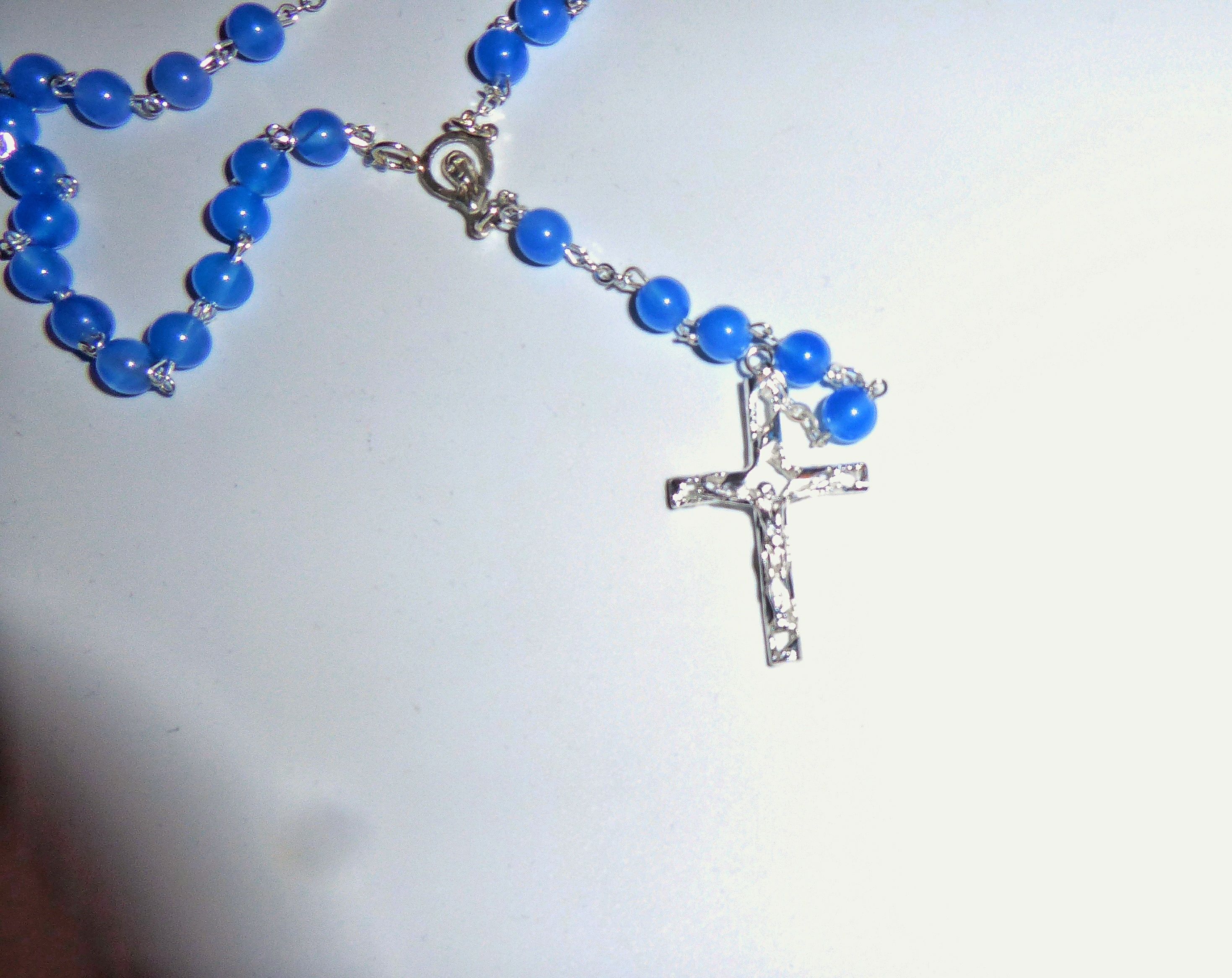 Rosenkranz Achat blau silber