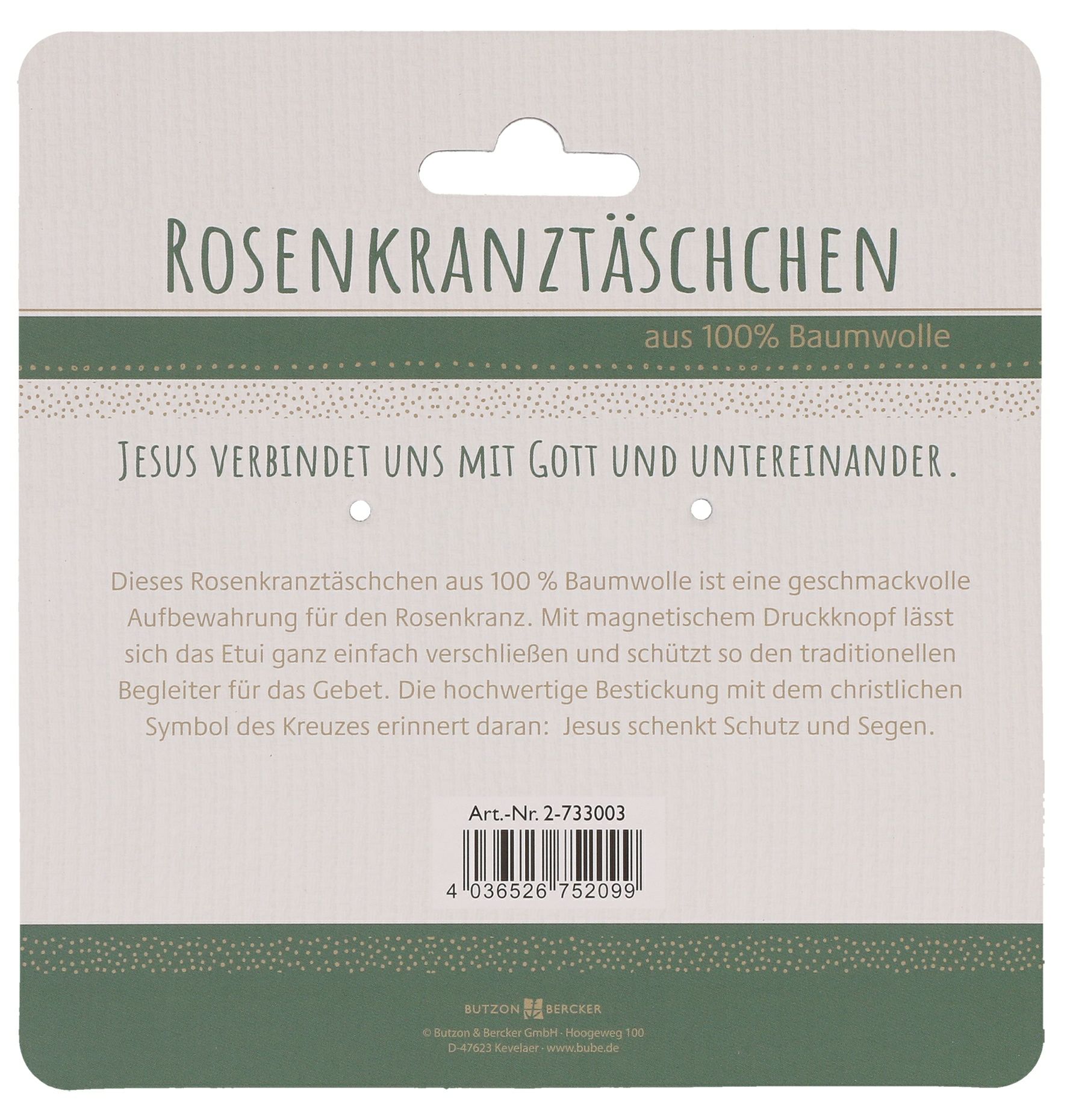 Rosenkranztäschchen  Baumwolle Petrol