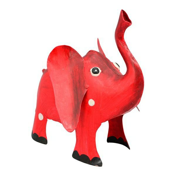 Spardose Elefant Kanu rot/weiß