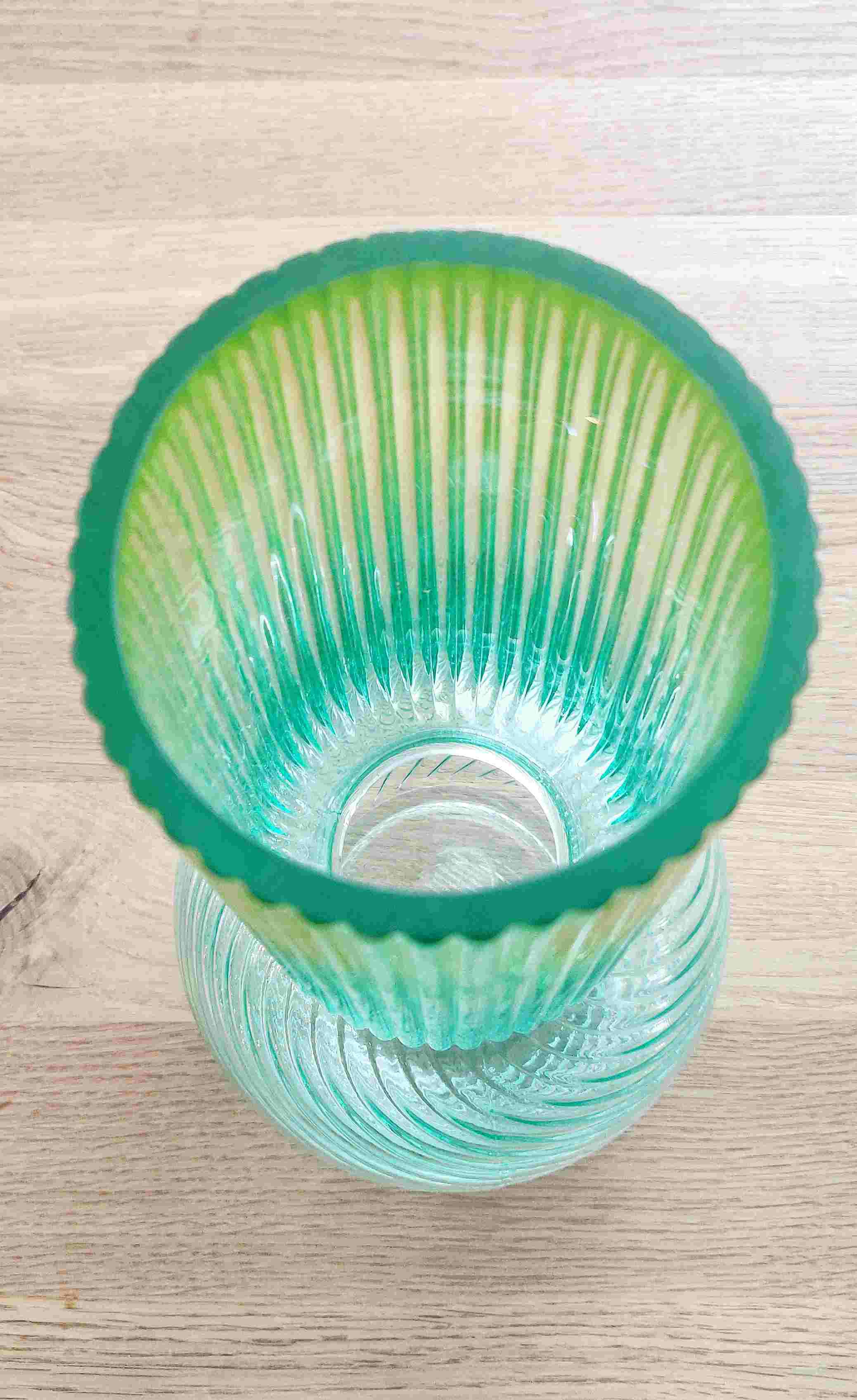 Jacquard Vase runder Boden grün/gelb