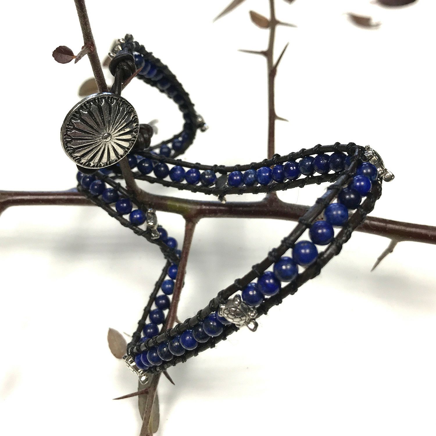 Wickelarmband Lapis  + Schildkröte